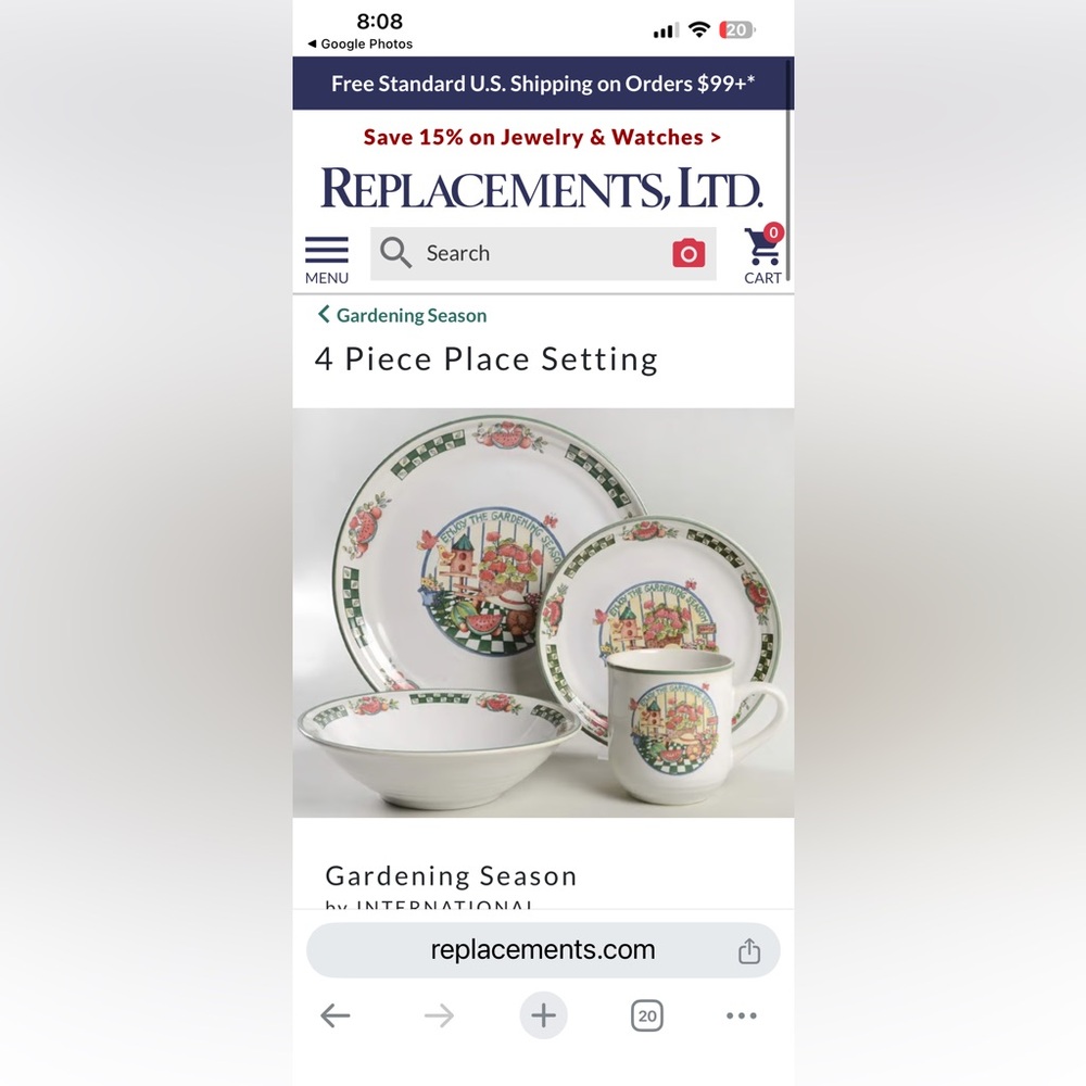 Gardening Season 4-Piece Place Setting in White and Green
